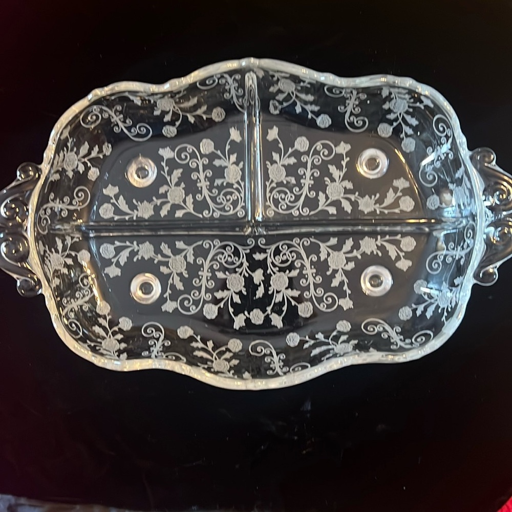 VTG Cambridge Glass Chantilly Pattern Relish Dish